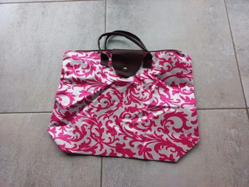 Sac pliable à main rose neuf anse marron