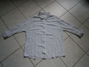Chemisier ML blanc rayé violet PROMOD Taille 40