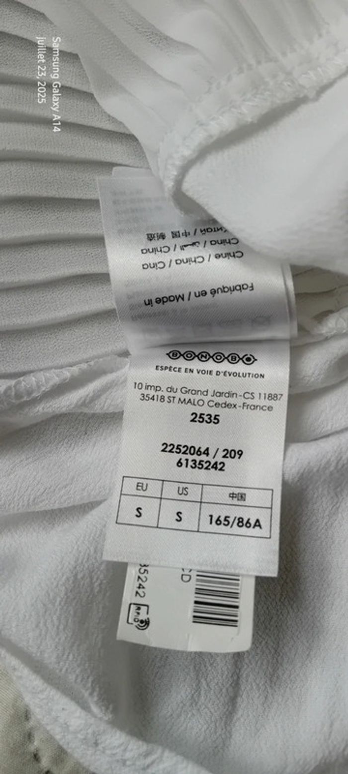Blouse légère manches pagodes 3/4 avec plis et dentelle blanche femme S bonibo - photo numéro 19