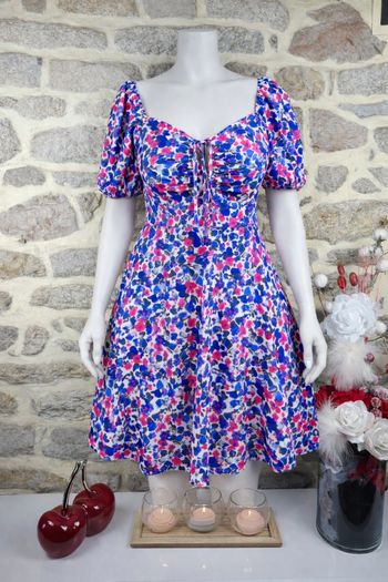 Robe été songe romantique bleu blanc et rose Femme taille 54 marque PrettyLittlething 🪷