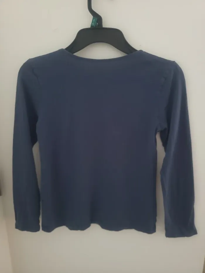 T-shirt à manches longues Love much you are bleu marine Tex Taille 8 ans - photo numéro 2