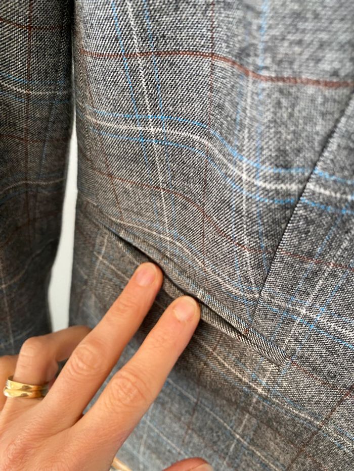 Blazer Mango gris à carreaux taille 34 / S - photo numéro 9