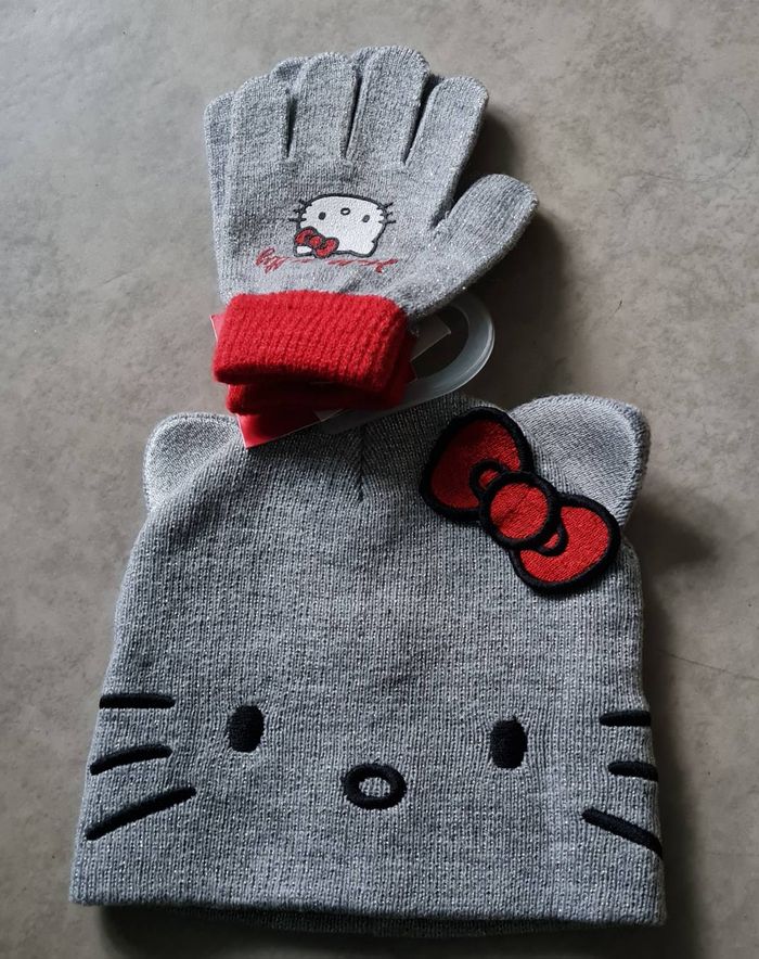Hello kitty ensemble gants et bonnet taille unique - photo numéro 3