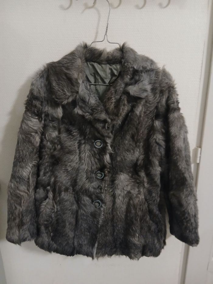 Manteau en fourure vintage lapin taille 38 couleur gris - photo numéro 5