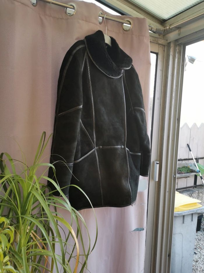 Manteau cuir agneau t 42 double fausse fourrure France - photo numéro 5