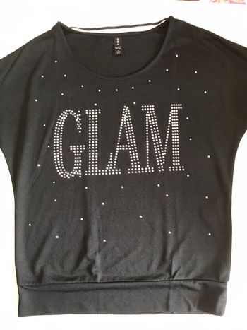 T-shirt noir manche 3/4 en S