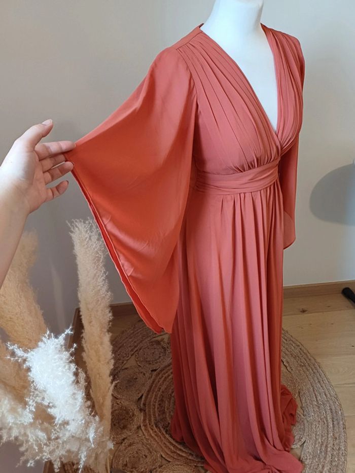 Robe longue rouille/corail de soirée/cocktail Eva & Lola taille S 36