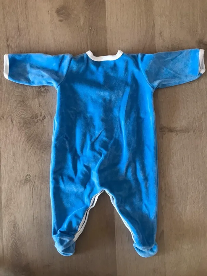 Dors bien en velours bleu Petit Bateau 3 mois - photo numéro 2