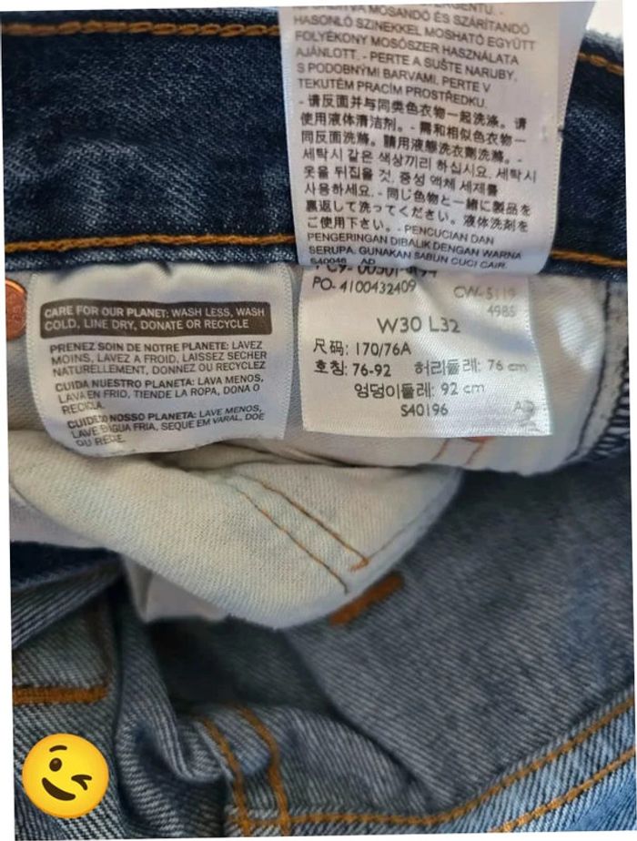 Jeans Levi's 501 W30 FR40 L32 coupe droite bleu Homme Men pan398b - photo numéro 8