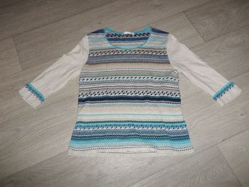 Pull SAINT CHARLES tons bleus et beiges, pailleté taille 42 TBE