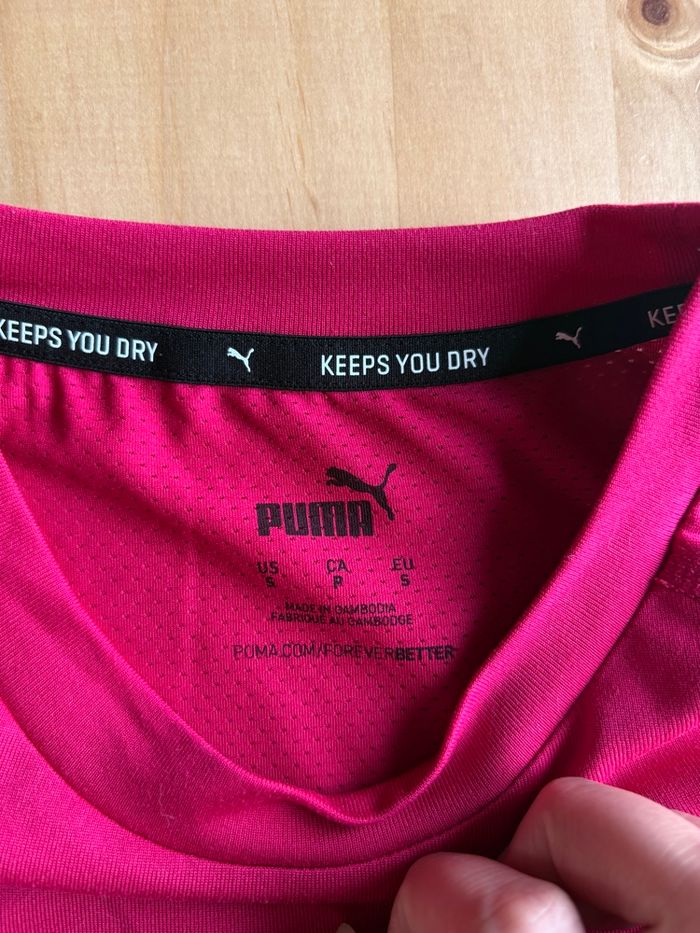 Tee shirt Puma fushia respirant logo noir – taille S - photo numéro 9