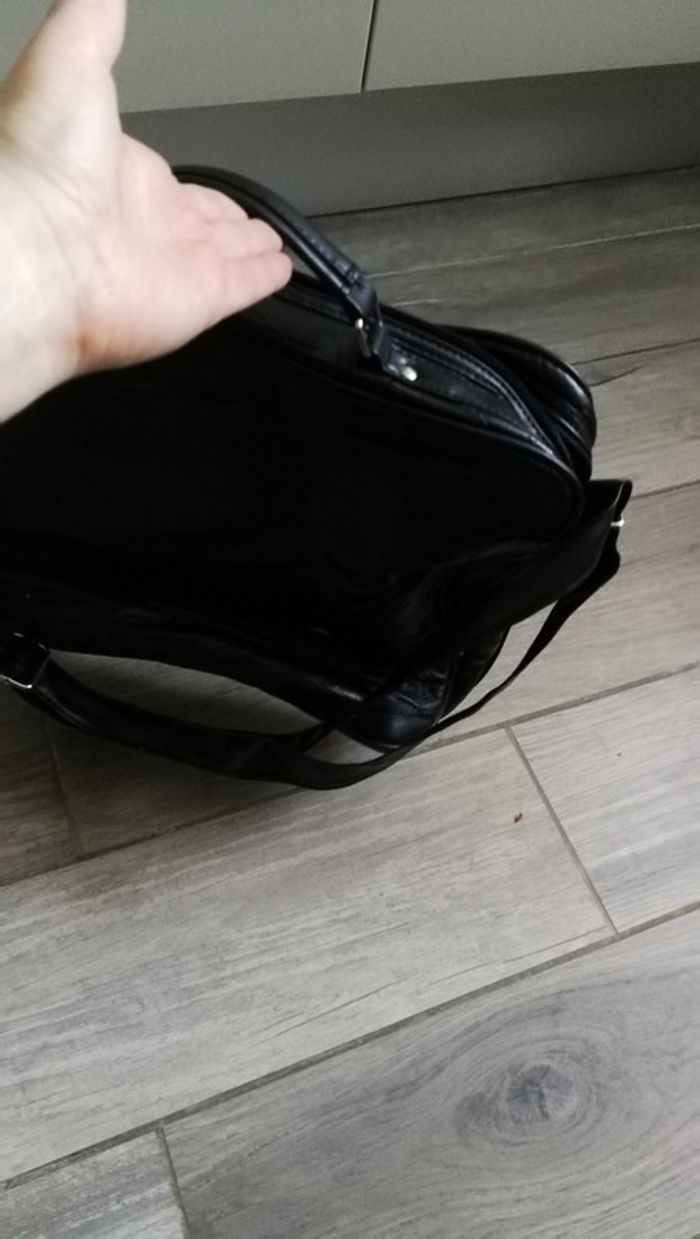 Sac à main noir coutures type patchwork - photo numéro 6