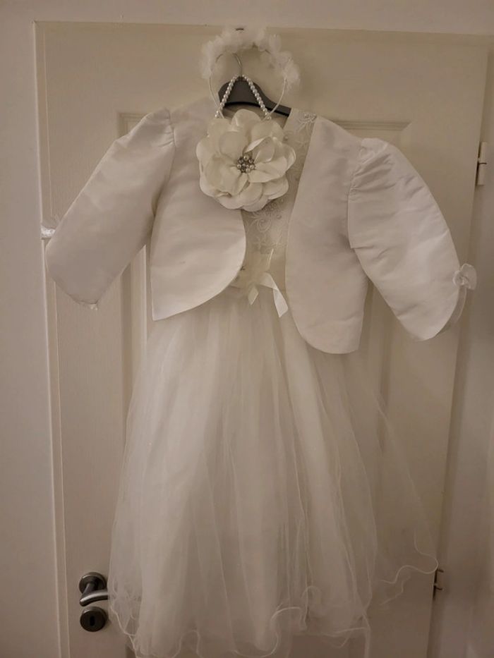 Robe cérémonie 10 ans + gilet + sac à main + serre-tête