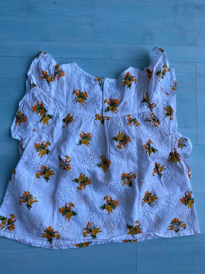 Top blanc broderie et perroquets mayoral 6 ans - photo numéro 3