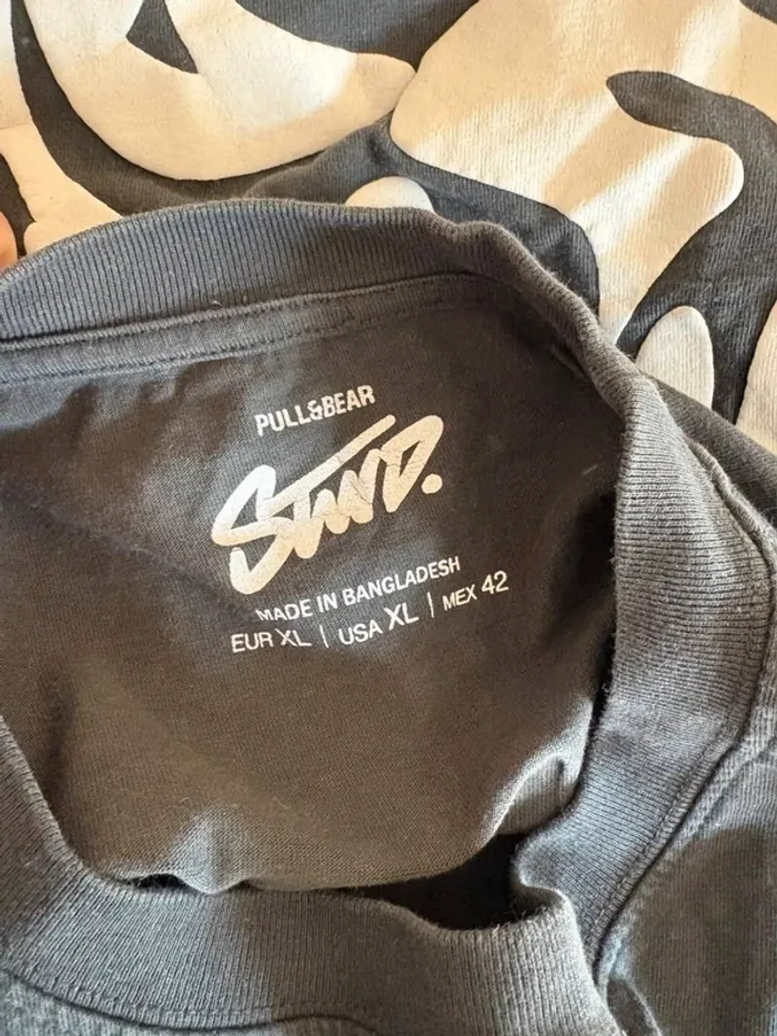 T-shirt oversize noir Pull&Bear – imprimé graphique blanc Taille XL (coupe ample) - photo numéro 5