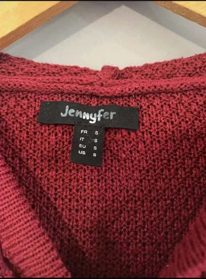 Pull en maille rouge bordeaux Jennyfer S 36 - photo numéro 2