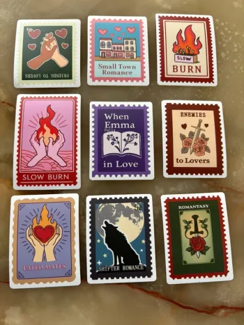 Stickers effet timbre romance livre