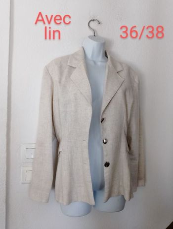 Veste avec lin beige femme 36/38