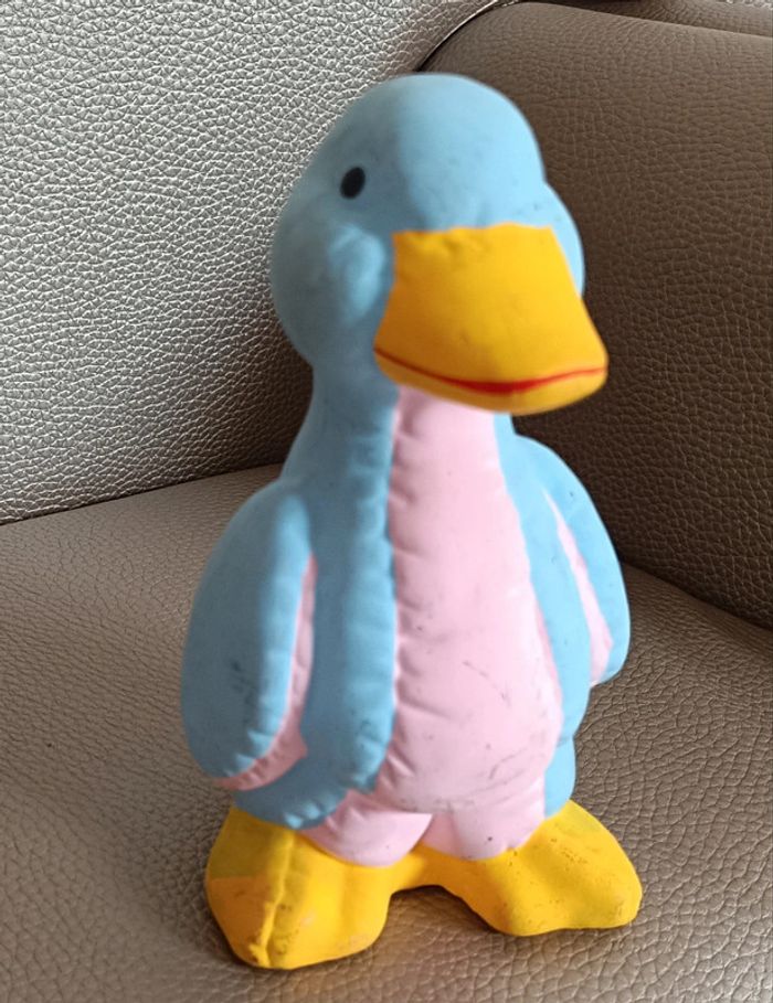 Tirelire oie canard bleu rose ancienne