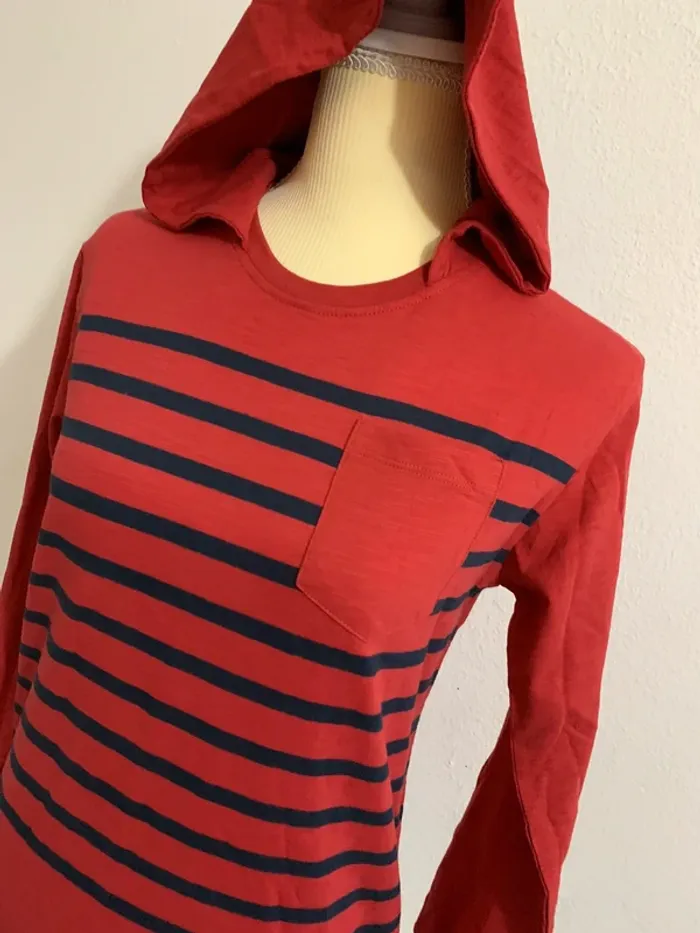 Sweat à capuche rayé rouge et bleu - Gémo - 12 ans - photo numéro 2