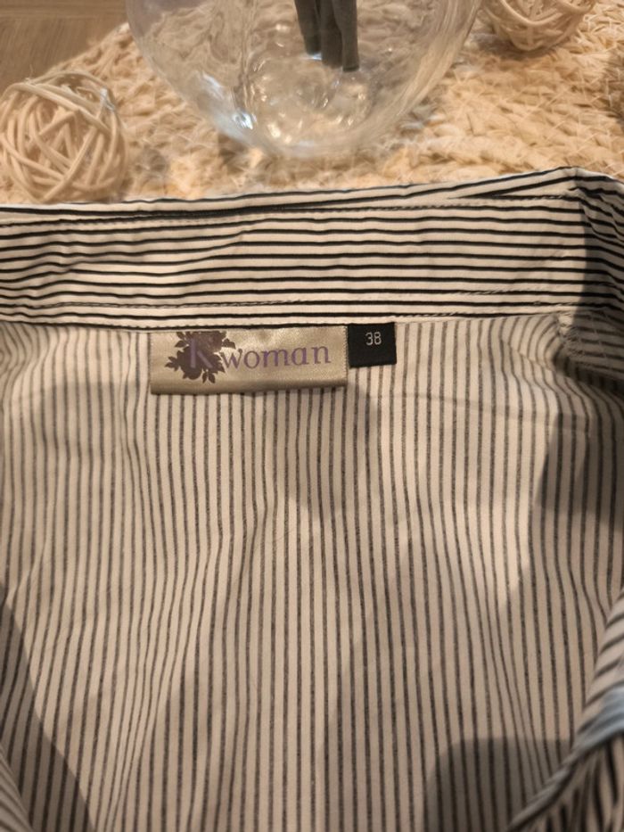 Chemise manches courtes rayée taille M KIABI noir et blanc - photo numéro 2