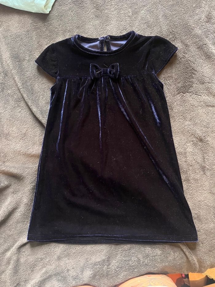 Robe fête fille 36 mois velours bleu pailleté