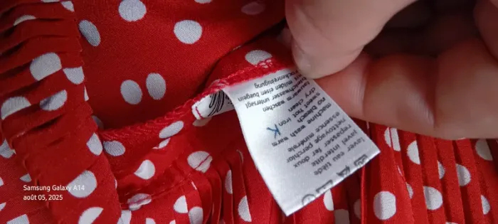 Blouse fluide à pois avec volants plissés manches longues pagodes rouge femme 40 flanelle Paris - photo numéro 20