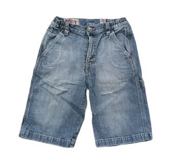Bermuda jean bleu clair délavé usé. Short long. Complices. Coton. Taille 10 ans. 138 cm