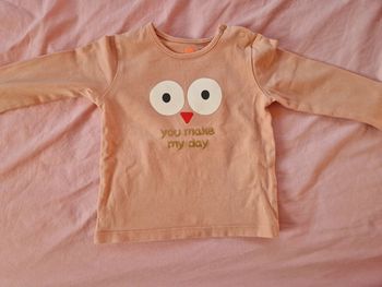 Tee-shirt manches longues fille Hema rose hibou 62 cm