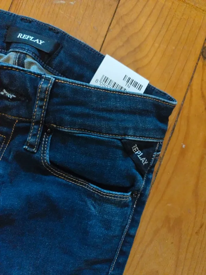 Jean skinny stretch denim Replay 25x 30 us bleu marine - photo numéro 5