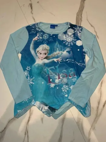T-shirt manches longues bleu Elsa – Taille 8 ans