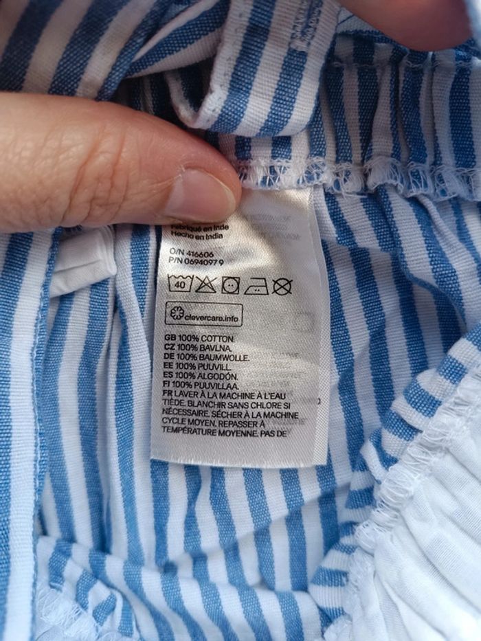 Robe bretelles style salopette rayures Fille 6/9 mois H&M 100% coton - photo numéro 8