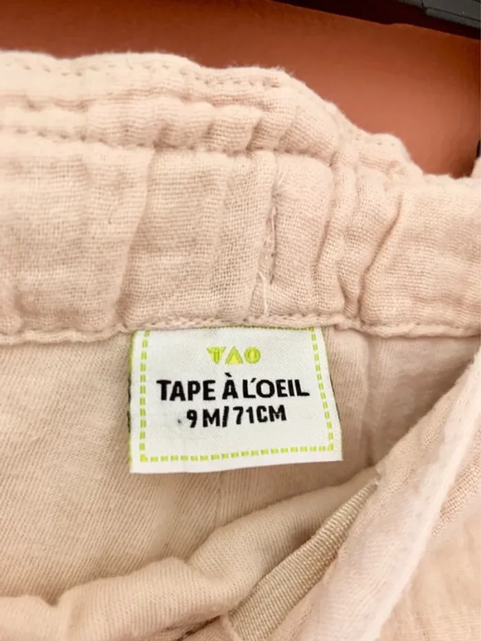 🌸 Pantalon en gaze de coton rose poudré TAO – 9 mois - photo numéro 4