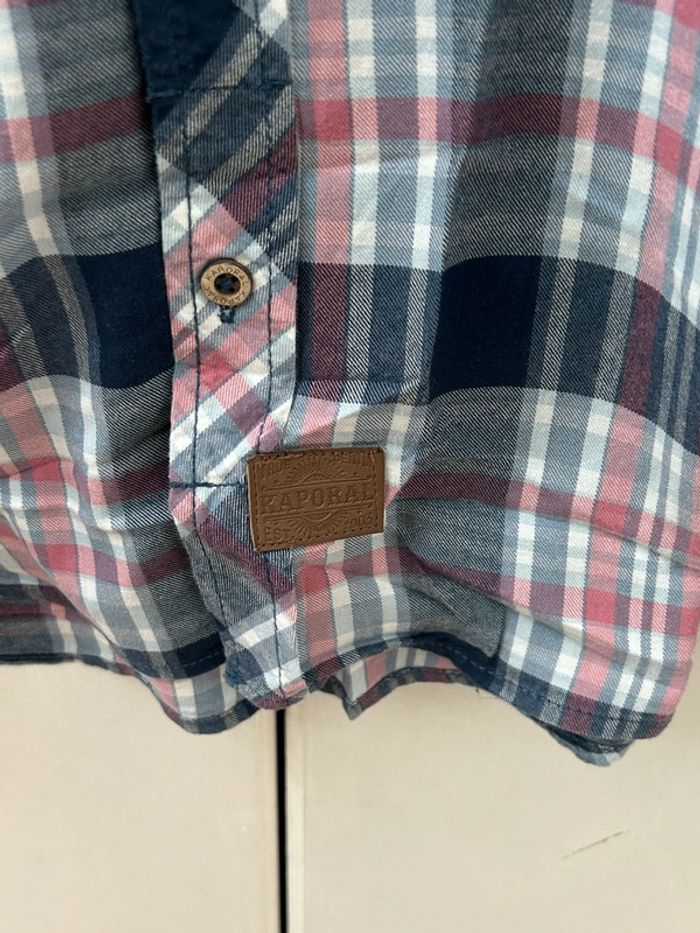 Chemise à carreaux bleu et rose manches longues - kaporal - xl en coton - photo numéro 3