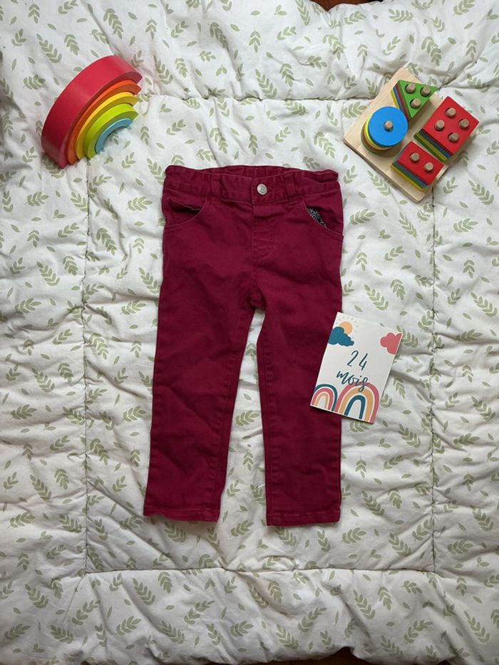 pantalon natalys couleurs prune 24 mois taille réglable