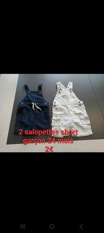 Lot 2 salopettes short garçon 24mois