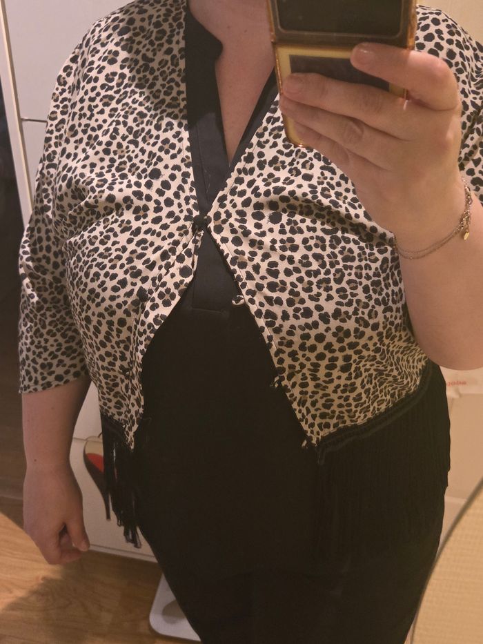 Gilet kimono leopard à franges T.40/42 H&M Divided - photo numéro 10