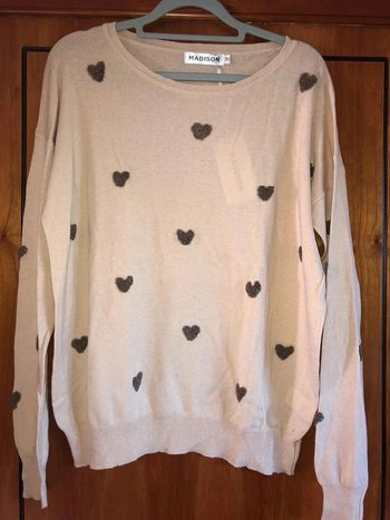 Pull beige cœurs taille unique Madison
