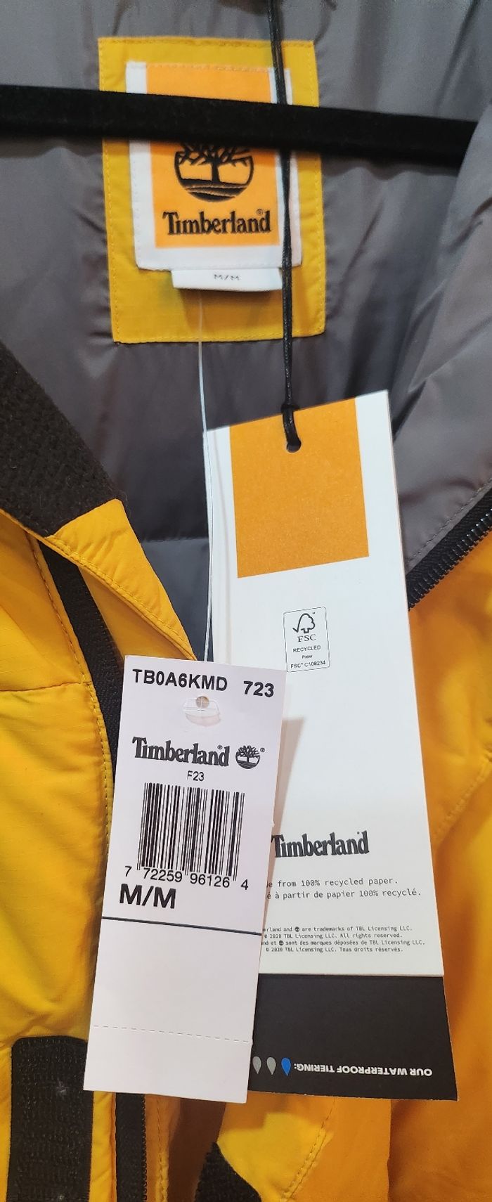 Doudoune Timberland jaune et noire 100% duvet – Taille M (neuve avec étiquettes) - photo numéro 6