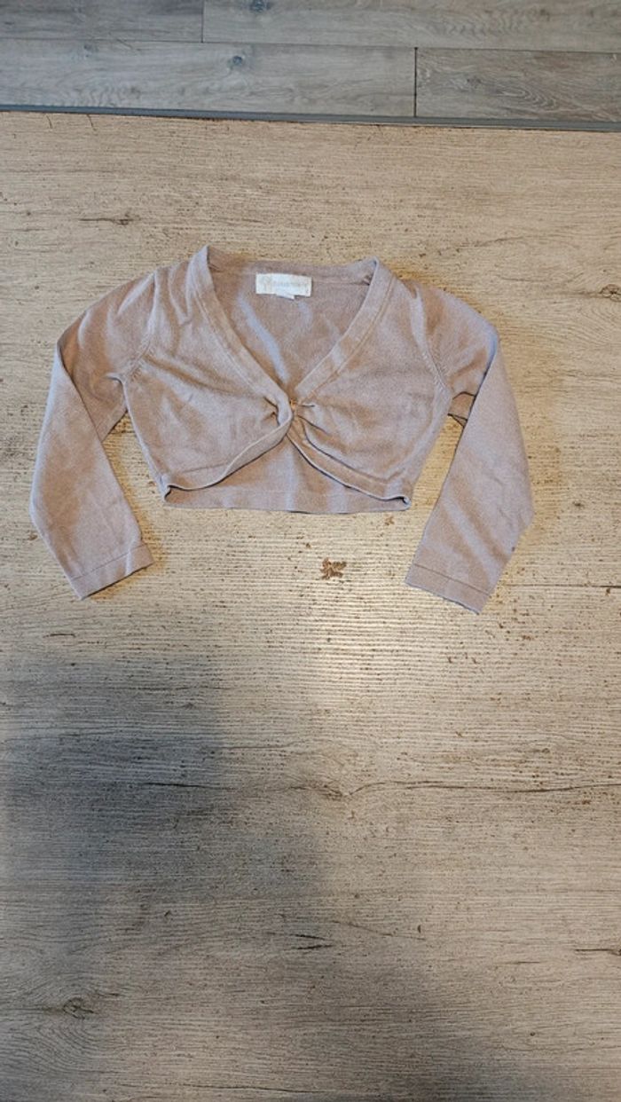 Boléro à manches longues beige foncé, Buissonnière, 6 ans, nickel - photo numéro 2