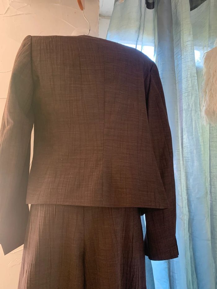 Ensemble 1 2 3 marron tailleur salopette jambes larges +blazer taille 42 - photo numéro 8