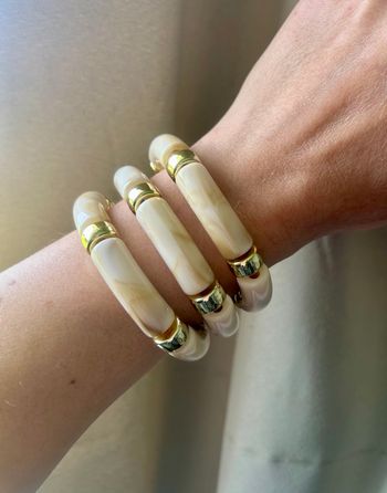 Lot de 3 bracelets élastiques caramels et dorés 