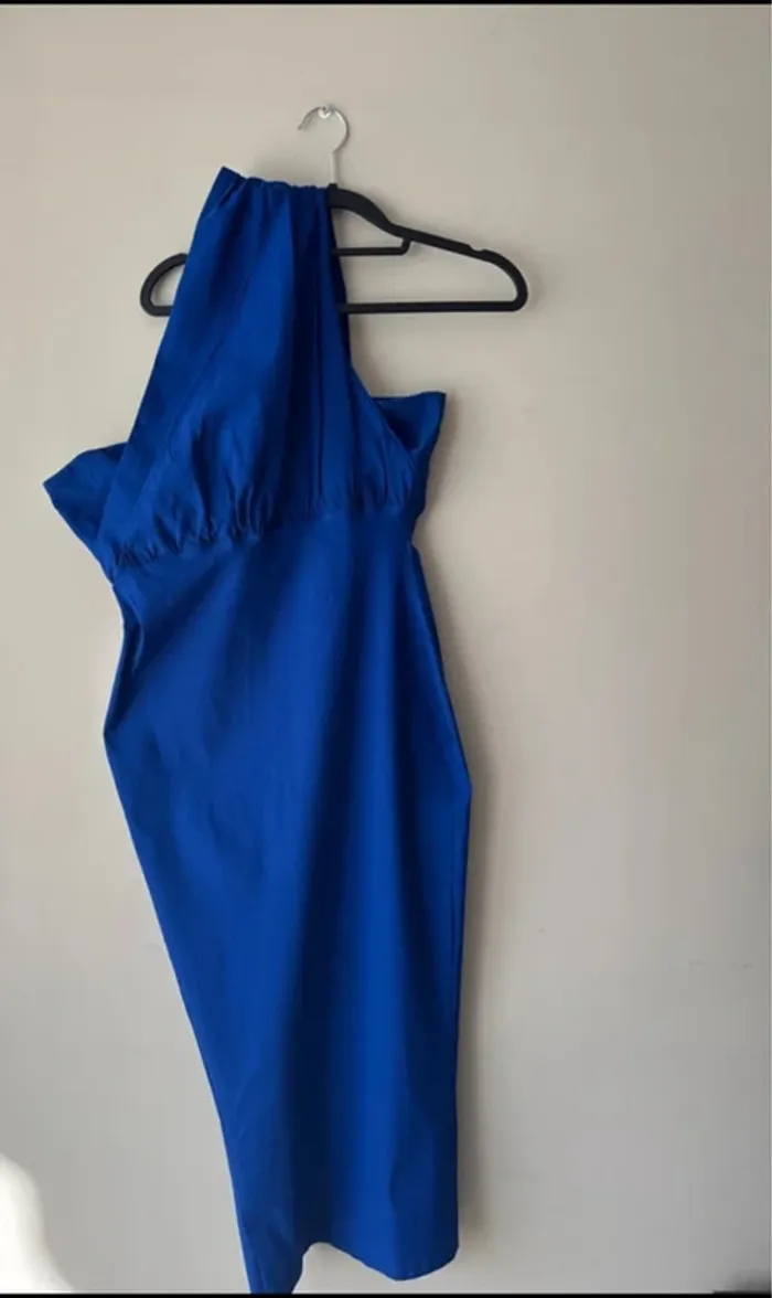 👗Vesper - Robe longueur mollet asymétrique en bengaline - Bleu de cobalt- très bon état