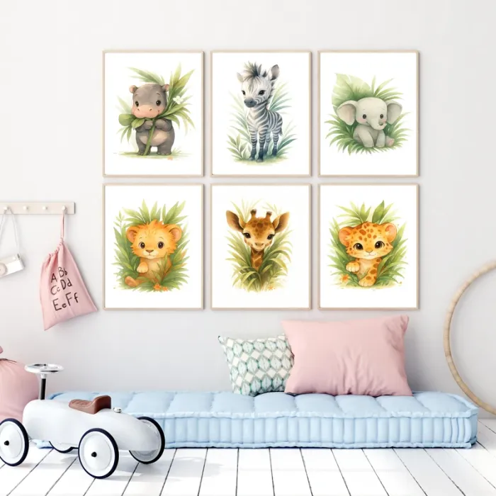 Affiches “Mini-Safari Doux” pour chambre enfant - photo numéro 3
