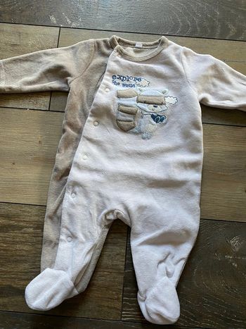 Pyjama grenouillère 1 mois marron beige écureuil