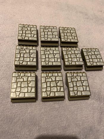 Lot de 10 Panel lego 4 x 6 x 6 Sloped with Rock Pattern