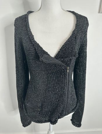 Cardigan perfecto en maille noir et argenté IKKS T40 L