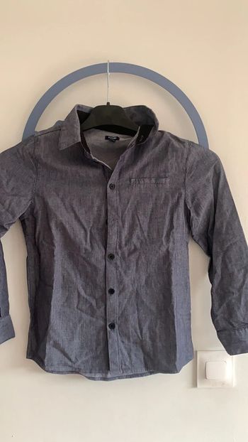 Chemise garçon bleu manche longue 10 ans