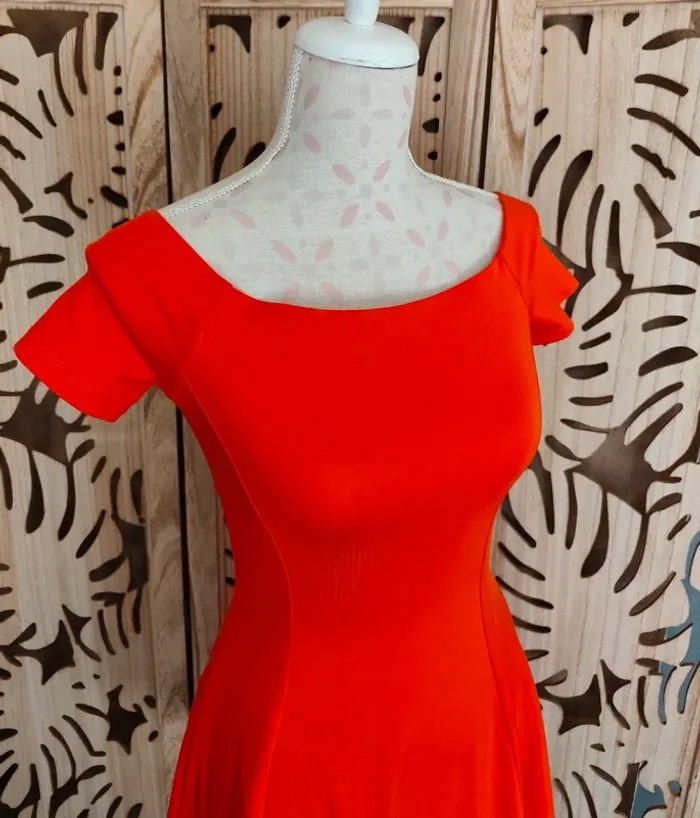 Robe épaules dénudées fluide orange T S Zara - photo numéro 4
