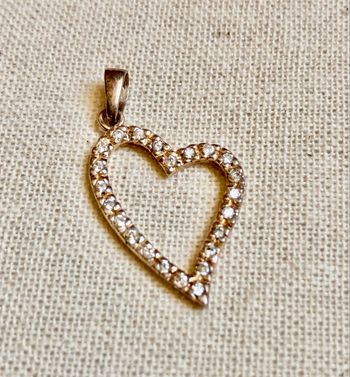 💜 Cœur en strass argenté & dorée pour pendentif vintage 💜